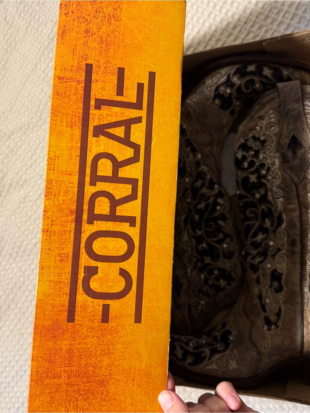 Corral Brown Distressed Embroidered Western Booties
